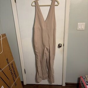 Zara Cream Linen Overalls